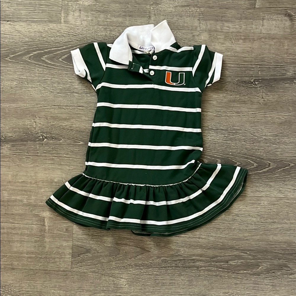 Green and White Ruffled Polo Dress